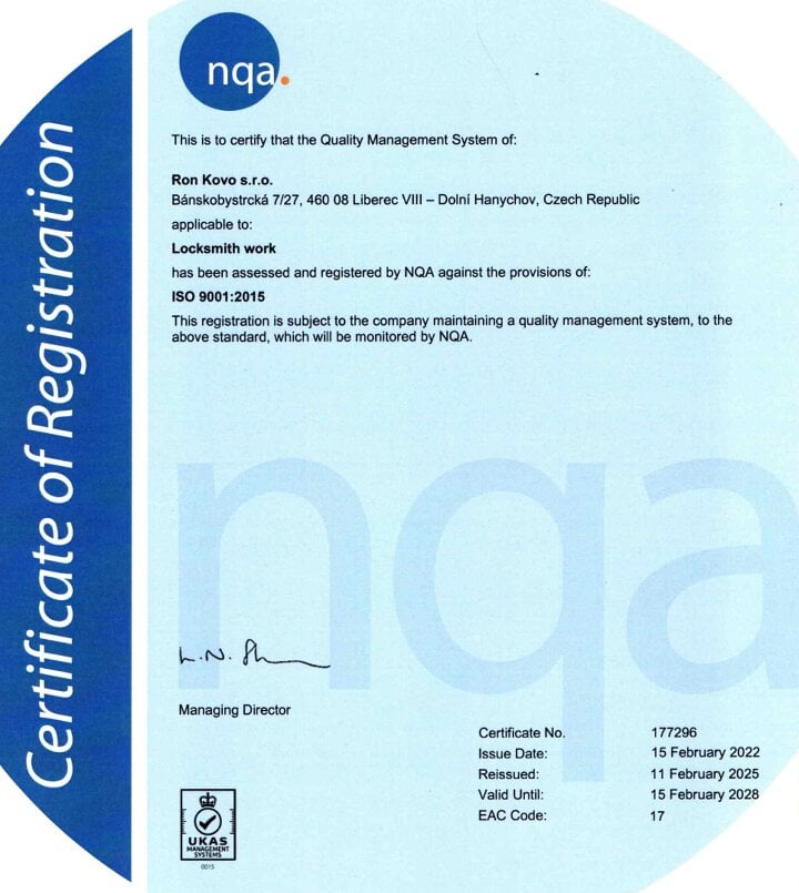 ISO 9001:2015 certificate